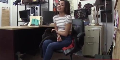 Slutty cute girl fucked from behind in the office