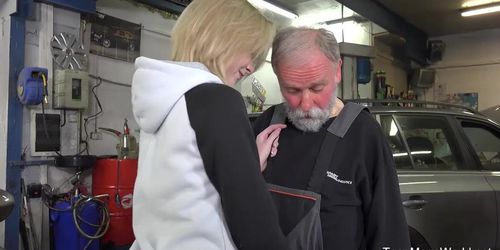 Old-n-Young.com - Daniela C - Blondie gets a special service in the garage