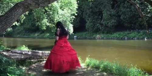 ASMR Forest Walk - Softly Spoken, Red Dress, Fabric Sounds asian bitch