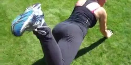 PAWG MILF Lisa stretching ass in Leggings.