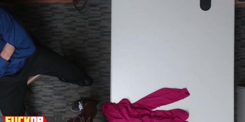 Tattooed hottie banging security guard