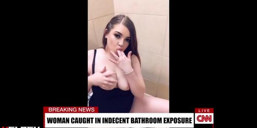 Girl caught masturbating in public restroom