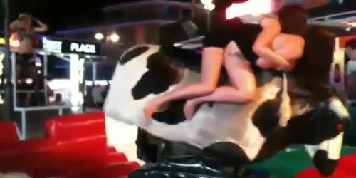 mechanical bull riing upskirt