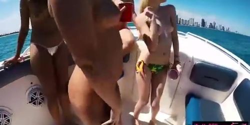 Slutty besties boat party turns into nasty group sex