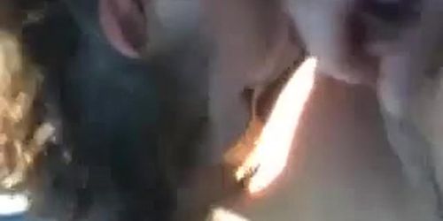 Brunette sucking cock in the car