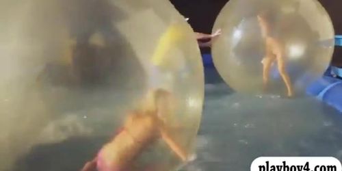 Hot babes enjoyed crab eating and waterball challenge
