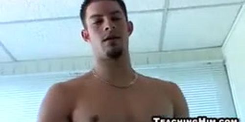 Twink sucks on a pair of cocks and gets a facial