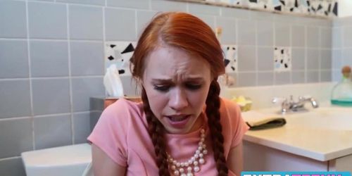 Skinny Redhead Teen Dolly Little Gags On Largos Big Cock