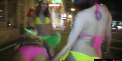 Group of besties costume party and orgy with lucky dude
