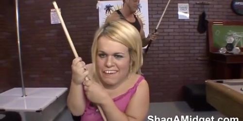 Blonde midget gets rough fucked