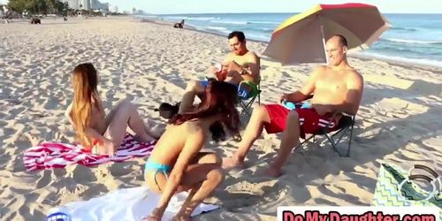 Horny fathers switch their stepdaughters for amazing fuck after a day at the beach (Gina Valentino, Kobi Brian, Who want)