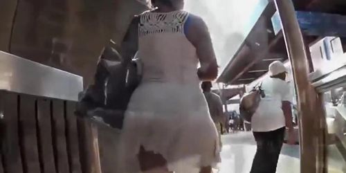 Hot butt in dress that is white