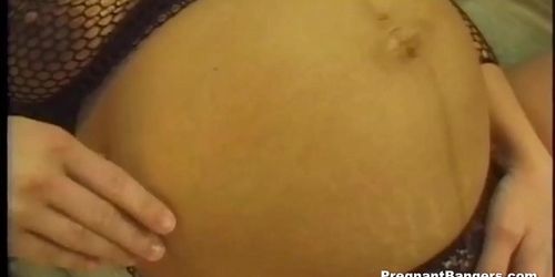Mature pregnant turns cowgirl