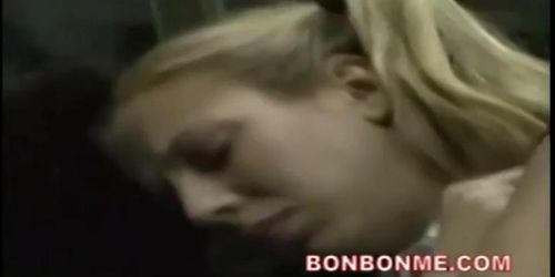 blonde schoolgirl threesome grope on bus