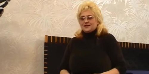 Russian mature mother Irina BBW with huge tits at casting