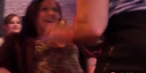 Flashing amateur babes doggystyling in a club