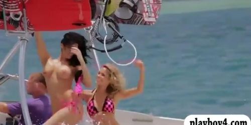 Sexy badass girls enjoyed kite surfing while all naked