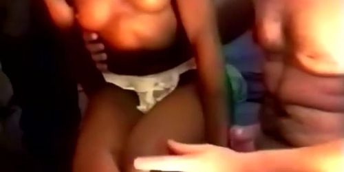 Beautiful black slut seduced by two white studs (Kid Bengala)