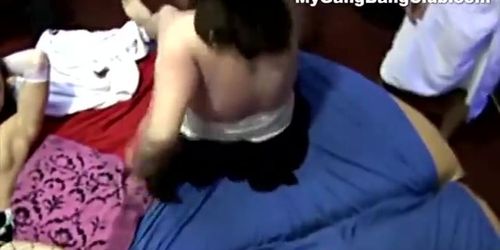 MILFs get fucked by a gang