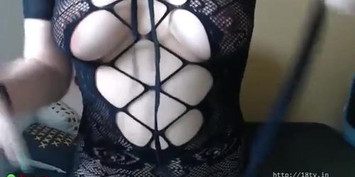 Korean BJ in fishnet bodysuit