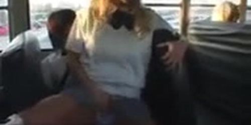 horny busty slutty blonde sucks off lucky guy on crowded bus!