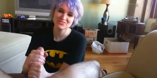 Cute teen relaxed handjob and CIM