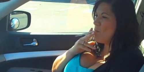 Christina Smoking - VS120 in Car