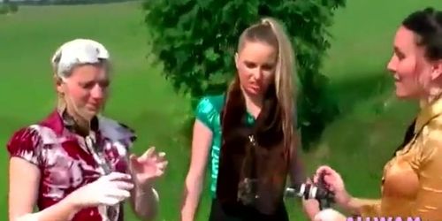 Wet & Messy Lesbians Playing In The Park