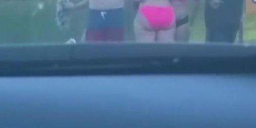 Booty pawg public bigass big ass pink bikini