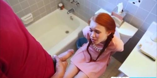 Cute caucasian Dolly Little gets her pussy fucked by her friends dad
