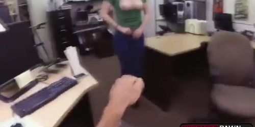 Hunk pawn guy fucks a blonde teen in the back office