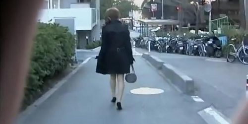 Business lady with a juicy ass skirt sharked on the street