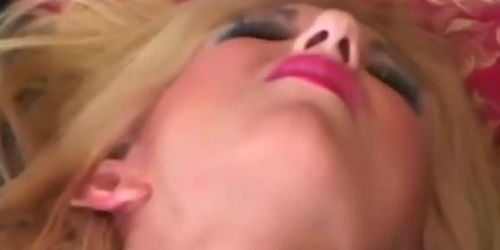 Hot blonde Vivian West masturbates with a dildo and gets boned