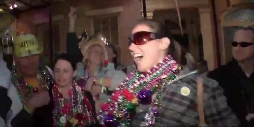 College babes flashing off their boobs for beads at Mardi Gras
