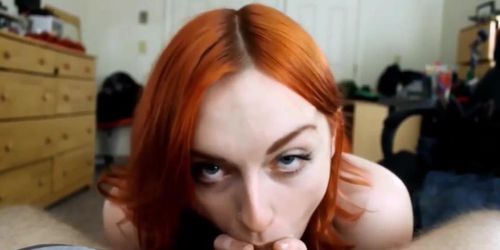 Pretty Pierced Red Head Swallows Dick And Gets A Mouthful Of Cum