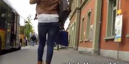 Candid - Blonde Girl In Tight Jeans With Sexy Ass