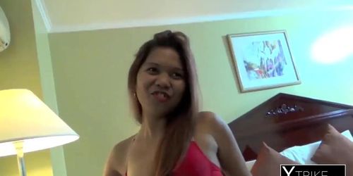 Quirky Asian girl Carla gets furry kitty penetrated in hotel room