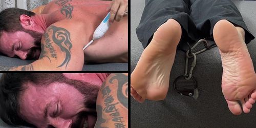 MY FRIENDS FEET - Tattooed hunk Joey cannot escape getting his size 12 feet tickled (Joey Silvera)
