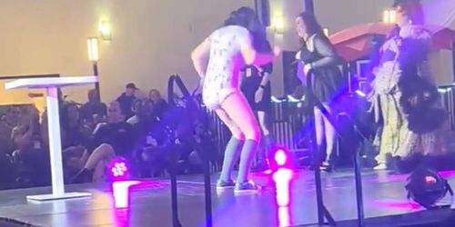 Diaper girl humiliates herself on stage 