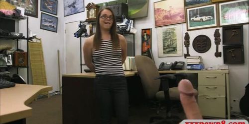 Cute slut in glasses pounded by pawn man at the pawnshop