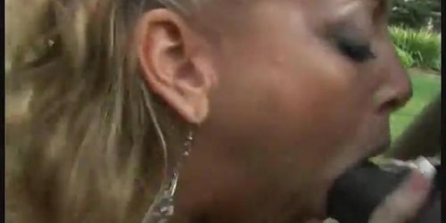 Outrageous blondie Chelsea Zinn sucking a cock of the black hunk