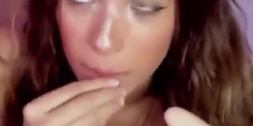 Confused Student is sucking a big white dildo for sure the things it's her bf cock.