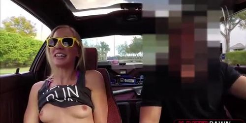 Blonde woman wants to sell her car for two grand and gets fucked