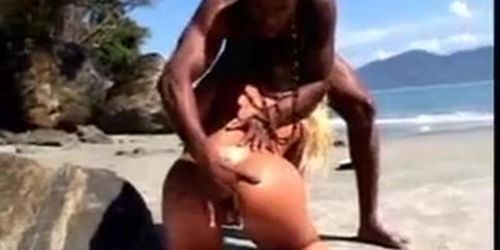 cheating interracial anal bitch on the beach