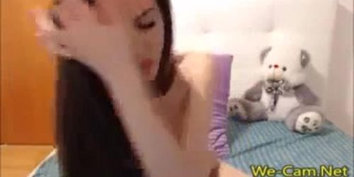 Petite Bigtits Camgirl Playing Toy