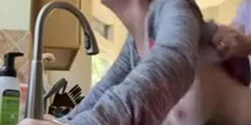 big breasted wife fucked in the kitchen