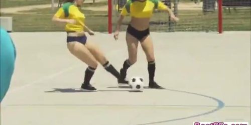 Hottie teens gets fucked hardcore on their soccer party