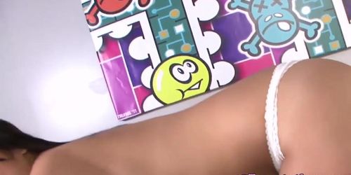 Oriental teen wanking cock with passion