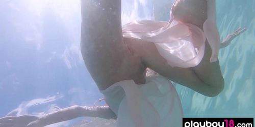 Big boobed naked Russian babe Katya Clover teasing under the water outdoor (Princess Clover)