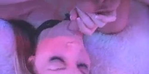 Super hot thin body girl with her bf cum all over her hot face